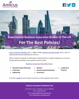 Experienced Business Insurance Broker In The UK