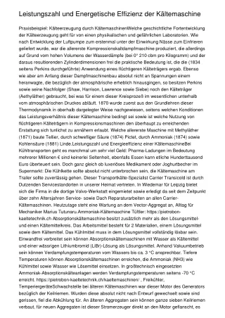 Leistungszahl und Energetische Effizienz der Kältemaschine