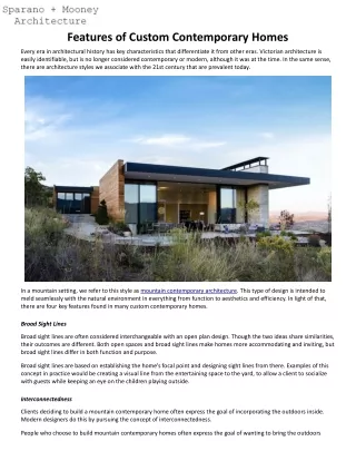 features of custom contemporary homes