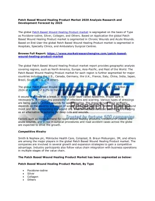 patch based wound healing product market 2020