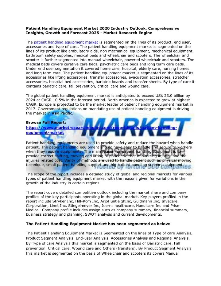 patient handling equipment market 2020 industry