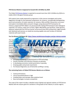 pcr devices market is supposed to exceed