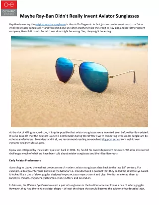 maybe ray ban didn t really invent aviator