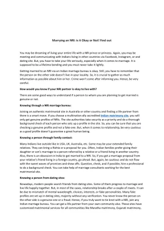 marrying an nri is it okay or not find out