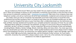university city locksmith