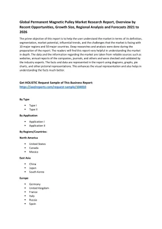 Global Permanent Magnetic Pulley Market Research Report, Overview by Recent Opportunities, Growth Size, Regional Analysi