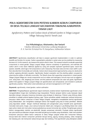 jurnal hutan tropis volume 5 no 1