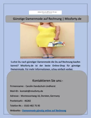 Günstige Damenmode auf Rechnung | Missforty.de