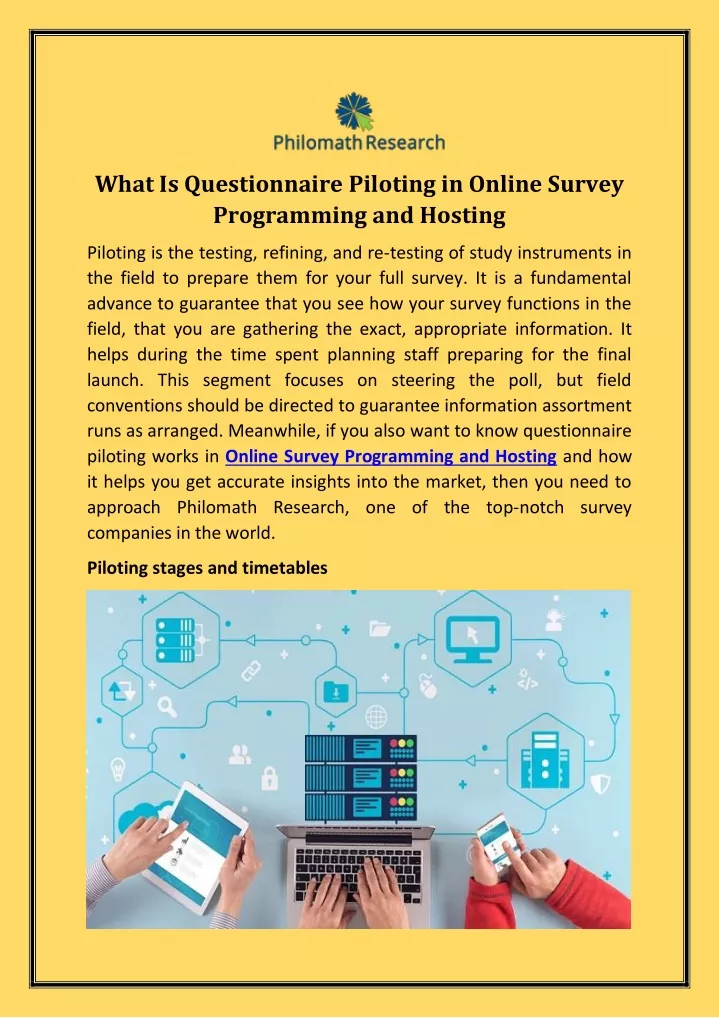 what is questionnaire piloting in online survey