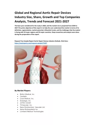 Global and Regional Aortic Repair Devices Industry Size, Share, Growth and Top Companies Analysis, Trends and Forecast 2