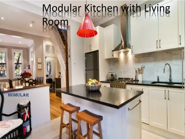 modular kitchen with living room