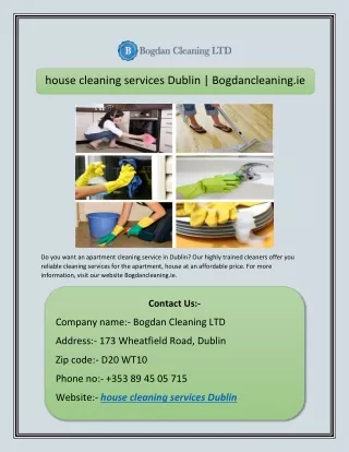 house cleaning services Dublin | Bogdancleaning.ie