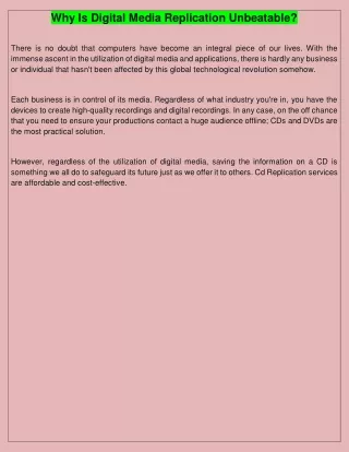 why is digital media replication unbeatable