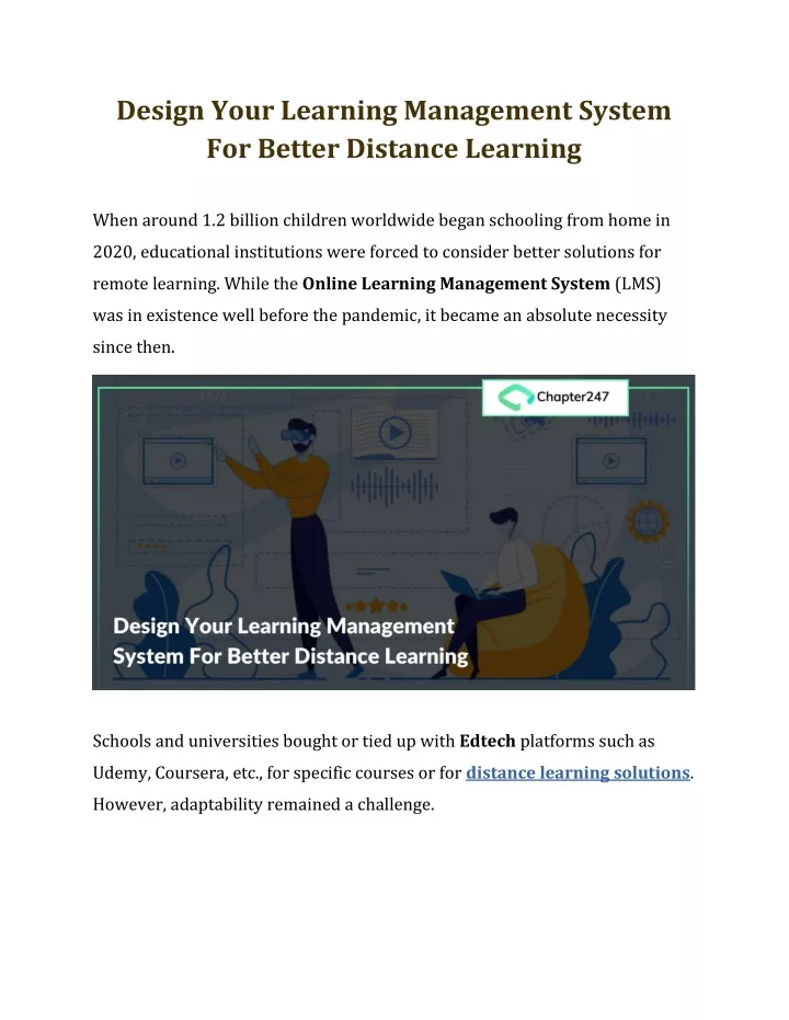 PPT - Design Your Learning Management System For Better Distance ...