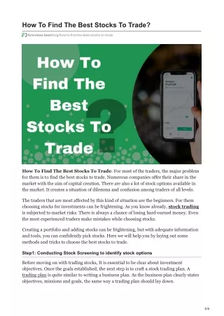 How To Find The Best Stocks To Trade?