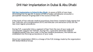 DHI Hair Implantation in Dubai & Abu Dhabi