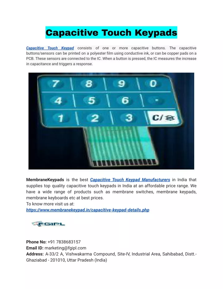 capacitive touch keypads