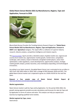 global neem extract market 2021 by manufacturers
