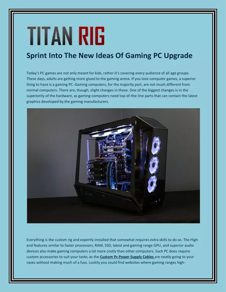 sprint into the new ideas of gaming pc upgrade