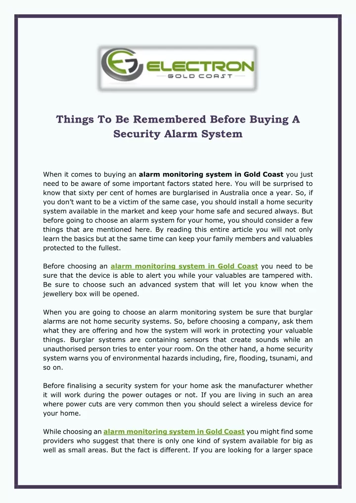 things to be remembered before buying a security
