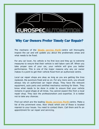 why car owners prefer timely car repair