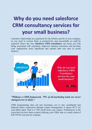 why do you need salesforce crm consultancy