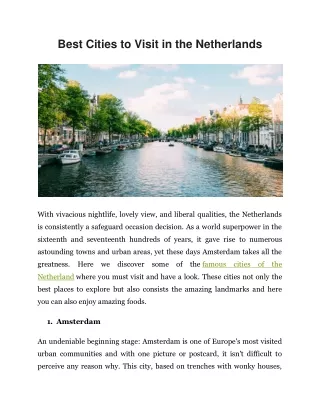 best cities to visit in the netherlands