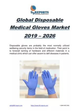 Global Disposable Medical Gloves Market, COVID-19 Impact Analysis 2019-2026