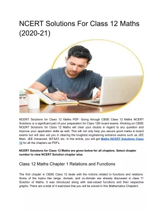 NCERT Solutions For Class 12 Maths (2020-21)