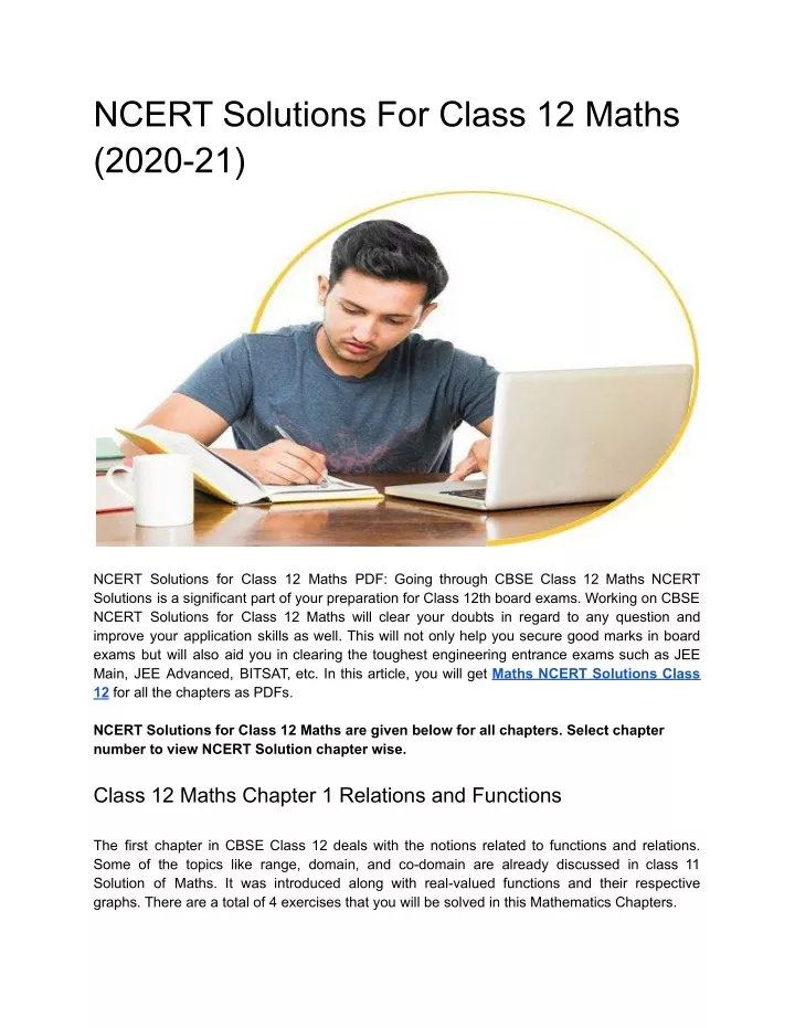 ncert solutions for class 12 maths 2020 21