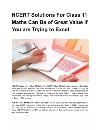 NCERT Solutions For Class 11 Maths