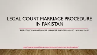 Seek Legal Guidance For Court Marriage Procedure in Pakistan By Top Lawyer