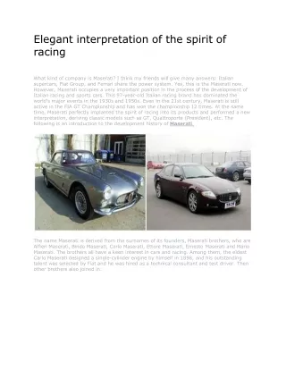 elegant interpretation of the spirit of racing
