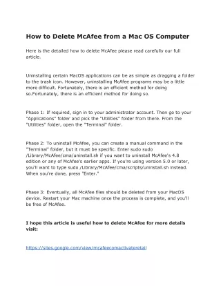 How to Delete McAfee from a Mac OS Computer