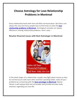 Choose Astrology for Love Relationship Problems in Montreal