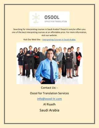 Interpreting Courses in Saudi Arabia | Osool-tr.com/en