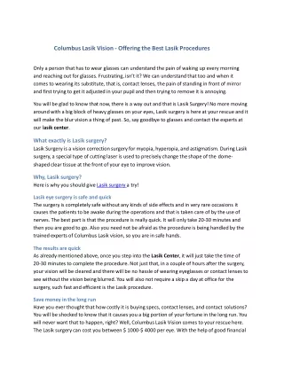 columbus lasik vision offering the best lasik