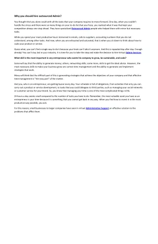 why you should hire outsourced admin