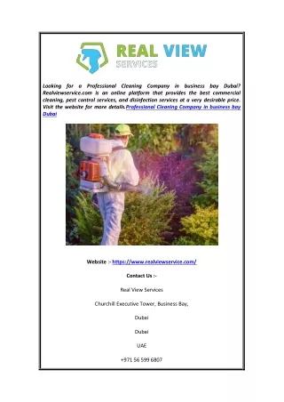 Professional Cleaning Company In Business Bay Dubai | Realviewservice.com