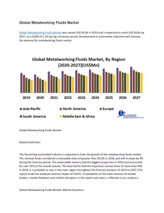 global metalworking fluids market