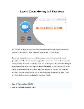 2 Quick Ways to Record Zoom Meeting