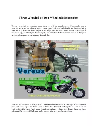 Three-Wheeled vs Two-Wheeled Motorcycles