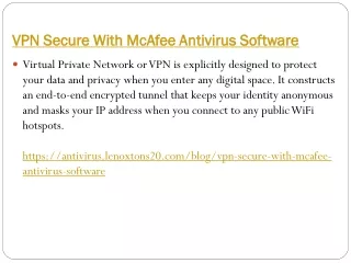 VPN Secure With McAfee Antivirus Software