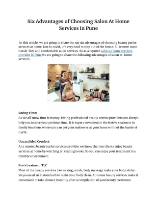 six advantages of choosing salon at home services