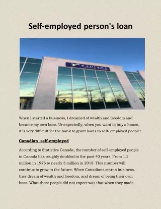 Self-employed person's loan