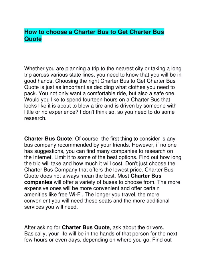 how to choose a charter bus to get charter