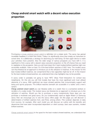 cheap android smart watch with a decent value