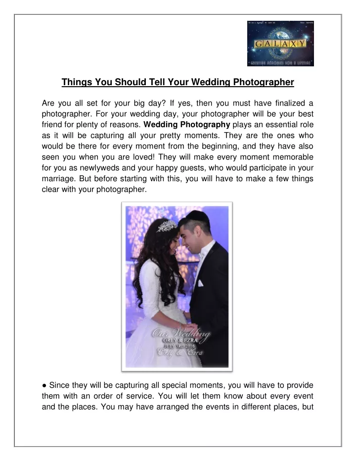 things you should tell your wedding photographer