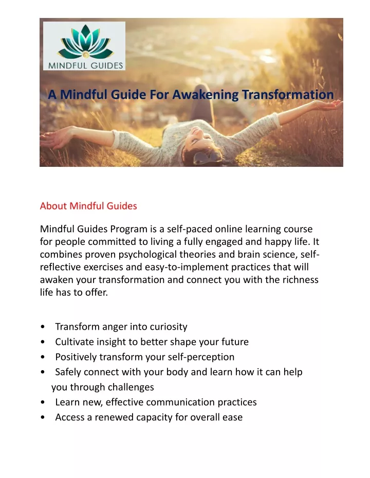 a mindful guide for awakening transformation
