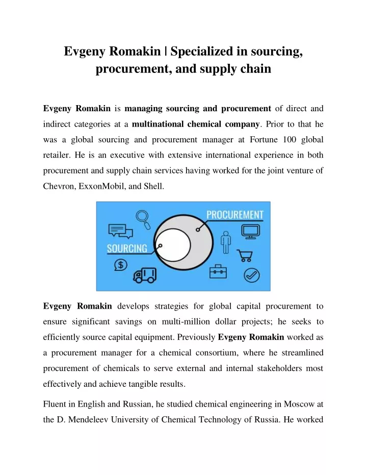 evgeny romakin specialized in sourcing